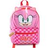 Sonic The Hedgehog Zaino 3D rosa di Amy Kids | Zaino scolastico con personaggio e scritta Amy Let's Roll! | Chiusura con cerniera | Borsa per libri e porta pranzo