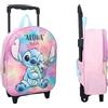 Mybagstory - Zaino con Ruote 3D Stitch per Ragazza - Rosa - Scuola Materna e Asilo - Taglia 32 cm - Spallacci Regolabili