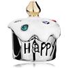 FGT Charm in argento sterling con perle a forma di cuore e stella scintillante, per braccialetti Pandora, regalo di compleanno per donne, anni: 13/16/18/21/30/40/50/60, One Size, Rame Zirconia cubica
