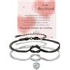 Sfoni 2 braccialetti in corda coordinati regolabili con cuore per San Valentino, compleanno, laurea, regalo con biglietto, Nylon