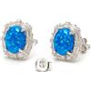 Only faith Orecchini in argento Sterling 925 con opale blu autentico iridescente, design alone con zirconi cubici, ipoallergenici, gioielli sottili da donna, Mediano, Argento sterling, Opale Blu