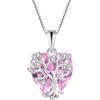FJ Collana Albero della Vita Argento Sterling 925 Ciondolo Cuore Collana Tormalina Rosa Gioielli Pietre Portafortuna Ottobre per Donna