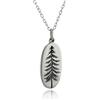 FashionJunkie4Life Collana in argento Sterling con ciondolo a forma di albero di pino, lunghezza 45,7 cm, ovale inciso