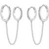 JOPLY Orecchini a catena da donna, in argento Sterling 925, con doppio foro, con zirconia cubica, orecchini a cerchio con nappa, a goccia, per cartilagine, elica, per ragazze e adolescenti, idea regalo, 8