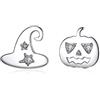 VIKI LYNN - Orecchini asimmetrici a forma di cappello da strega a forma di zucca, in argento Sterling, idea regalo per Halloween