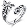 praymos Anello punk in argento Sterling 925, da uomo, gotico, serpente, squalo, zampa di drago, teschio, gioielli rock, Serpeverde, regolabile, per donne e uomini, Argento sterling, Nessuna pietra