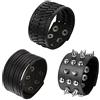 OIDEA [3 Pezzi Bracciale Braccialetto per Uomo Braccialetto Cuff in Pelle Rivetto Grande Larghezza Stile Punk Rock Colore Nero Regalo Perfetto