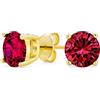 Bling Jewelry Orecchini A Perno In Argento Sterling .925 Placcato In Oro Giallo 14K Con Zirconi Cubici Da 1CT Di Colore Rosso, Taglio Brillante Aaa, Simulati Come Rubini Solitari