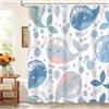 Kzzfqxb Tende da doccia per bambini 90x183cm cartone animato adorabili balene corolla sorridenti, Impermeabile tessuto in poliestere con ganci in plastica per vasca, Decorazione bianca blu per bagno