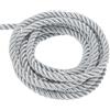 QUARKZMAN Corda Intrecciata in Poliestere 5m, 6mm 3 Strati Cordino Decorativo Ritorto Flessibile Brillante per Tenda Artigianato Regalo Borsa Decorazioni Natalizie, Argento - 5ft