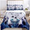 SHUAIG Set di biancheria da letto con Lupo,3D Copripiumino Lupo per bambini con motivo di Lupo animali e copripiumino, per bambini, ragazzi, adolescenti. (W2, 200x200cm)
