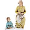 Moranduzzo Donna che Rammenda e Bambino per Presepe da Cm 10 Scala 1:20 - Statuine Presepe Indistruttibili - Stile 700', Pittura Rifinita a Mano, Prodotto Ufficiale, Made in Italy, Scultore M. Landi
