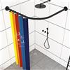 APHTOCF Bastone Tenda Doccia Angolare A Pressione A Forma Di L, Asta per tenda da doccia regolabile e curva in Acciaio Inossidabile, Per Bagno e Spogliatoio (Dimensioni: D 70-95 Cm X 105-165 Cm, Colore: Nero)