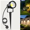 VivaLet Faretti da Giardino con Picchetto di Alimentazione 7W 700LM, Luci LED, Illuminazione per Giardino Impermeabile IP65, Faretto 220V 3000K Adatto per Pareti, Terrazze, Piante, Cavo da 2,5M