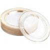 Matana 20 Piatti di Plastica Rigida Trasparente con Bordo Dorato, 26cm - Eleganti, Robusti e Riutilizzabili - Matrimoni, Compleanni, Battesimi, Barbecue, Natale, Feste