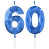 mciskin Candele blu reale per 60° compleanno, candela 3D numero 60 per torta, decorazioni per 60° compleanno per donne uomini, candele decorazioni blu Torta Topper per feste Suppie
