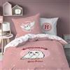 MTOnlinehandel Biancheria da letto Harry Potter, 135 x 200 + 80 x 80 cm, motivo: gufo Hedwig, biancheria da letto per bambini, 100% cotone, motivo reversibile, set di biancheria da letto per ragazze, chiusura lampo