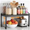 Fentar Ripiano Organizzatore per Cucina, Scaffale Espandibile 32-53cm per Pensili, Ripiani Resistente per Top Cucina, Scaffalatura Regolabile in Nero con 3 Altezze, Organizzatore per Desktop e Mobili