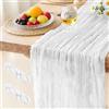 Foatcox 2 Pezzi Runner da Tavolo Bianco Latte, 300 x 90 cm Runner da Tavolo in Garza Bohémien Adatto per Matrimoni, Feste, Natale, Capodanno, Addii al Nubilato e Decorazioni da Tavola