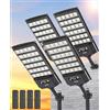 JAYNLT Lampione Solare LED Esterno con Sensore Movimento, 6500K Faro led Esterno Lampada Stradale Solare con Telecomando per Garage, Cortile, Strada-4 Pack