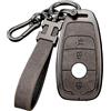 MBKEYS Custodia per chiave auto grigia compatibile con Mercedes Benz Classe A/B/C/E/G/S 2017 S 2018 GLA GLC GLE GLK GLS CLA CLE CLS AMG E200 W177 W205 W213 Cover per chiave intelligente a 3 pulsanti