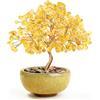 LEPGUYO Albero dei Soldi Citrino - 72 Pietre Naturali 8 Fiori Portafortuna Feng Shui Decorazione Casa Ufficio Soprammobile Regalo Spirituale con Scatola