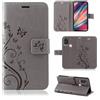 betterfon Custodia compatibile con Wiko View 5 / View 5 Plus, in pelle PU, di alta qualità, per View 5 / View 5 Plus, motivo floreale, colore: grigio