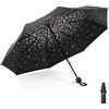 Meiyijia Ombrello compatto e pieghevole, protezione UV, portatile di Voy, Lady Ombrello - nero - motivo fiori di ciliegio - apertura 96 cm, 96cm