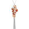 FULU AUTUMN Collane lunghe in argento da donna, collana lunga con ciondolo con perline e nappe in argento, catena per maglioni, bohémien, idea regalo per lei, 90 cm (with 8 cm extension), Pietra