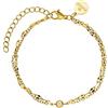 Purelei Lucky Shine Bracciale a doppio filo con centro in ossido di zirconio, impermeabile e regolabile, in acciaio inossidabile, placcato oro 14 carati, placcato oro rosa 18 carati o argento, Eine
