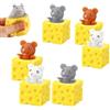 JINJUMEI 6 Pezzi Coppa del Topo al Formaggio Spremere Giocattoli, Formaggio Topi Tazze Animali Schiacciati Topi, Giocattolo Sensoriale Antistress per Bambini Adulti