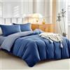 Tokokimo Set di biancheria da letto da 4 pezzi, copripiumino da 240 x 260 cm + lenzuolo con angoli 160 x 200 cm, con 2 federe da 65 x 65 cm, in microfibra, stile semplice e classico, tinta unita, blu
