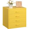 HollyHOME Armadietto da scrivania con 4 cassetti, organizer verticale per lettere A4, cassetto portaoggetti in metallo per l'ufficio domestico, montaggio fai da te, giallo chiaro