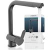 SCHÜTTE 79836 RIO rubinetto girevole a 360° per cucina, miscelatore per lavello con bocca alta per cucina, miscelatore monocomando per lavello doppio per lavello, rubinetto in grafite lucida
