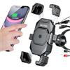 iMESTOU Supporto per Telefono con Caricatore USB C Wireless per Moto, con Anello SAE-O Rimovibile, Adatto per Telefoni da 5,5 a 7,25 Pollici con Spessore Fino a 15 mm, Larghezza < 93 mm