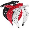 APLZGMG 3 fasce per capelli con fiocco da donna, larghe a pois, fascia annodata per donne e ragazze, fasce per capelli in nero, bianco, rosso, accessori per capelli anni '50