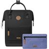 Cabaïa - Zaino Adventurer Berlin - Medium 18L - Idrorepellente - scomparto per PC fino a 13″ - 2 tasche intercambiabili - Vegan certificato - Zaino da viaggio, lavoro e scuola - Nero