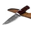COLTELLO ARTIGIANALE LAMA FISSA IN ACCIAIO DAMASCO DA CACCIA COLLEZIONE FODERO