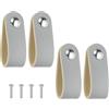 PATIKIL Maniglie Per Cassetti In Pelle, 4 Pcs Maniglie In Pelle Con Foro Singolo E Viti Per Cassetti Bagno Cucina Comò Armadio Porta, Grigio