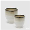 EDG Enzo De Gasperi Set 2 Vasi Cachepot Nuance Marrone Ceramica con Piede