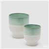 EDG Enzo De Gasperi Set 2 Vasi Cachepot Nuance Verde Salvia Ceramica Piede