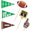 BOXOB 96 Pz Stuzzicadenti in Legno Forma Bandiera da Football, Decorazioni Cupcake a Tema Rugby Stuzzicadenti Tema Football per Cibo per Feste Sportivo Feste di Compleanno