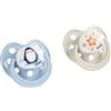 Poupy Succhietto Anatomico in Silicone 2 Pezzi - Colori Grigio/Azzurro - Morbido e Delicato - BPA Free