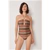 Calzedonia Costume Intero Golden Chevron Marrone