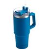 Muitomas Tazza Termica da Viaggio in Acciaio con Cannuccia, per Bevande Calde e Fredde, 900 ml, Colore Blu Ottanio