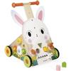 Janod Chariot Multi-Activités Ferme, Carretto di Legno da Spingere, 9 attività, Sistema frenante Brevettato e Ruote silenziose, Giocattolo evolutivo per Bambini, da 12 Mesi, J03326
