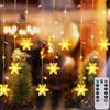 Qoosea LED Tenda Luci, 96LED 4.2M Tenda Luminosa a Fiocco di neve 8 Modalità Impermeabile, Luci Fatate per Natale, Matrimoni, Camera da Letto, Finestre, Giardino, Interno Decorazione, Bianco Caldo