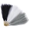 Serwalin 6 Pezzi Erba Della Pampas,45 cm,Piume Decorative,Fiori Secchi,Adatto per matrimoni, feste, salotti, decorazioni di vasi che,Decorazione Bohemien (Bianco&nero)