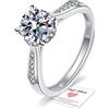 HEEYA Anelli in argento Sterling 925 per donne e ragazze, moissanite/zirconia cubica, anello di fidanzamento regolabile, anello nuziale rotondo, cuore/quadrato, regalo di anniversario, con scatola