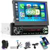 Hikity DAB DAB+ Wireless Carplay Autoradio Bluetooth 1 Din Motorizzato Flip Out Schermo da 7 Pollici Stereo Android Auto Radio con Vivavoce Bluetooth FM Mirror Link Telecamera Posteriore USB Type-C